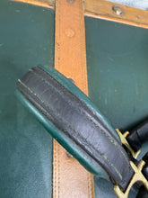 Load image into Gallery viewer, Pony English Leather Padded Headcollar - Black/Green/Brass - Clip Throat