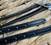 Load image into Gallery viewer, Black Stitched Leather Spur Straps