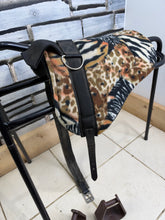 Load image into Gallery viewer, Tiny Fleece Shetland/Pony Pad Saddle -Complete with Girth &amp; Stirrups- Jungle/Animal Print