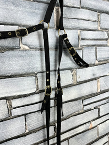 S/H Webbing Hunting Breastplate - Black/Brass - Full