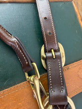 Load image into Gallery viewer, Leather Padded Polo Headcollar -Burgundy/White/Navy/Brown -Embroidered Design- Pony/Cob/Full - Black/Brown