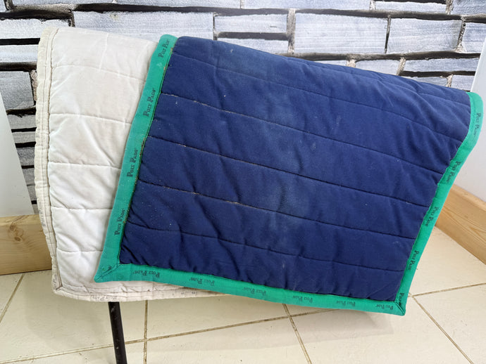 S/H 2 x Genuine PolyPad Saddlepads - Navy/Green & White