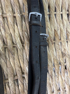 S/H Leather Side Reins with Doughnuts - Full - Brown