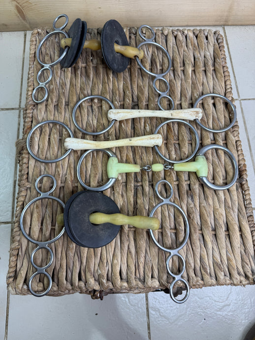 S/H Job Lot of Five X 5 1/2” Nathe & Happy Mouth Bits-Gag/Snaffle