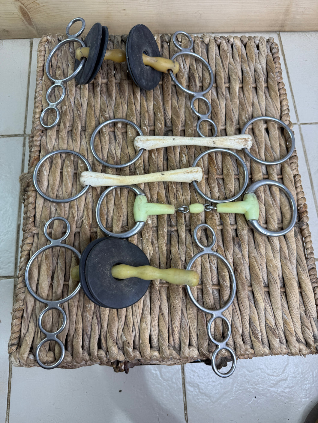 S/H Job Lot of Five X 5 1/2” Nathe & Happy Mouth Bits-Gag/Snaffle