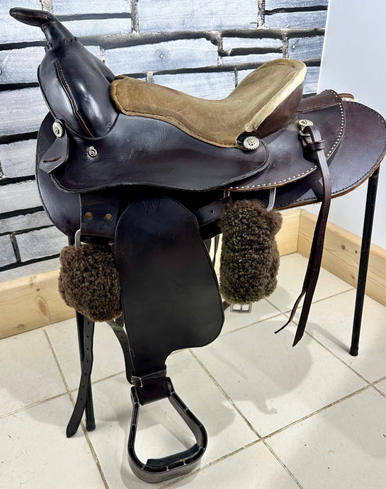 15 1/2” Leather Western Reining Saddle - Brown