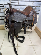 Load image into Gallery viewer, 15” Leather Western Set-Saddle, Headstall, Nathe Gag, Cinch