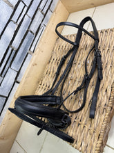 Load image into Gallery viewer, S/H Padded Flash Snaffle Bridle - Black - Full