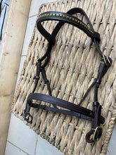 Load image into Gallery viewer, S/H In-hand Clinchered Show Bridle- Pony - Brown/Brass