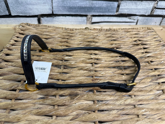 Miniature Horse In Hand Rolled Leather Show Halter/Bridle - Square Diamonte