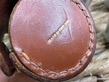Load image into Gallery viewer, S/H 4 x English Stirrup Cups/Shot Glasses in Brown Leather Case