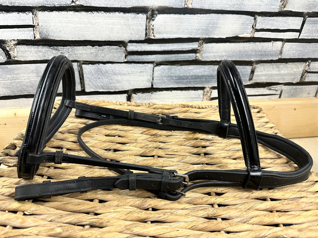 S/H Argenta Patent Padded Cavesson Bridle - Pony - Black