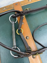 Load image into Gallery viewer, English In-hand Show Bridle - Full - Brown/Brass - 5” Inhand Bit