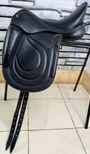 17” MW/Changeable Gullet Premier Equine Monoflap Dressage Saddle - Black