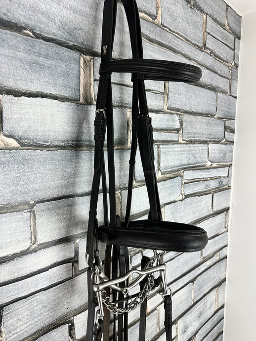 S/H Sabre Dortmund English Double Dressage Bridle - Black - XF