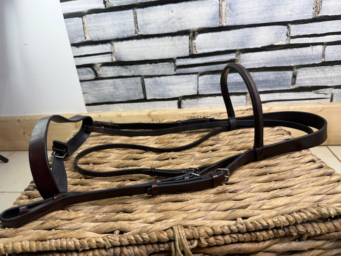 S/H English Hunter Snaffle Bridle - Burgundy Brown - Full