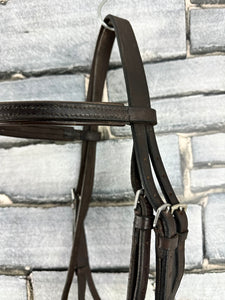 S/H English Cavesson Snaffle Bridle - Brown - Full