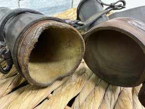 S/H English Vintage Hunting Saddle Flask Cases