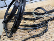 Load image into Gallery viewer, S/H Crystal Wave Brow Padded Bridle - Black - Full