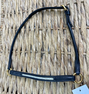 Miniature Horse In Hand Rolled Leather Show Halter/Bridle - Square Diamonte