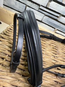 S/H Crystal V Brow Padded Double Bridle - Black - Full