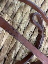 Load image into Gallery viewer, Leather In-Hand Show Lead - Chestnut Brown/Brass