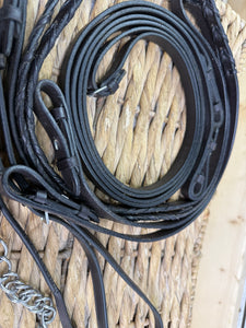 S/H Full Size Double Bridle Set -Slip Head, Bits & Reins- Brown