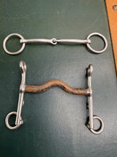 Load image into Gallery viewer, 4 1/2” Double Bits - Ported Sweet Iron Weymouth &amp; Small Ring Bridoon- Showing
