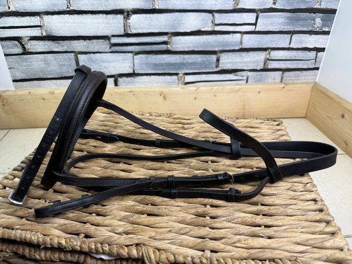 S/H Raised English Flash Snaffle Bridle - Brown - Cob/Full