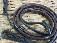 Load image into Gallery viewer, S/H Soft Rubber Grip Reins with Stoppers - Brown - Cob