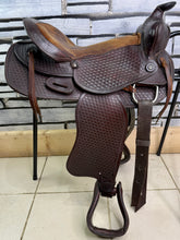 Load image into Gallery viewer, 15” Western Saddle, K&amp;B Saddlery, Iowa -Round Skirt- SQB - Brown