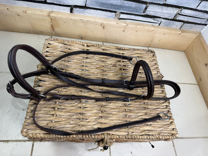 S/H Horse Leather CrossUnder Bitless Bridle - Brown - Full