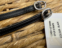 Load image into Gallery viewer, Black Stitched Leather Spur Straps