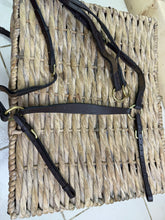 Load image into Gallery viewer, S/H Elastic Hunting Breastplate &amp; Martingale -Brown/Brass- Pony