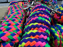 Load image into Gallery viewer, Soft Braided Neon Lead Rope - 7ft Long - Trigger Clip - Multi