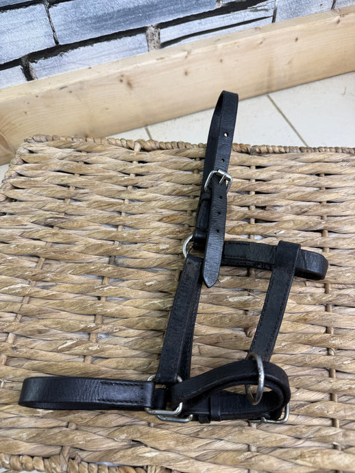 S/H Black Leather Headcollar - Small Pony