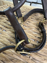 Load image into Gallery viewer, S/H Mark Todd Padded Leather Headcollar - Cob - Brown/Brass