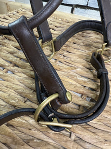 S/H Mark Todd Padded Leather Headcollar - Cob - Brown/Brass