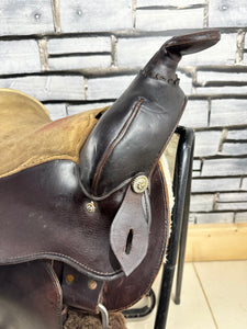 15 1/2” Leather Western Reining Saddle - Brown