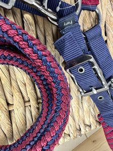 S/H Lemieux Burgundy/Navy Headcollar/Leadrope Set - Pony