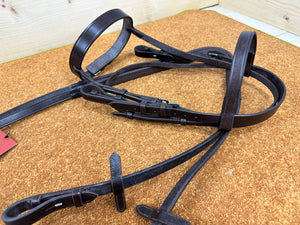 Shires Blenheim Hunter Cavesson Snaffle Bridle - Brown - Shetland
