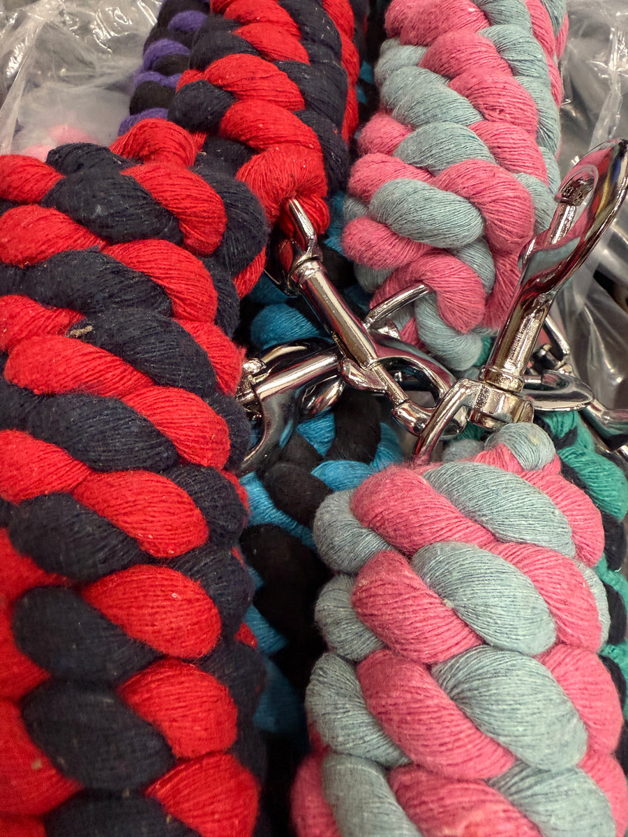 10 x Lead Ropes - Traditional Cotton Twist Lead Ropes - Multi Colour ...