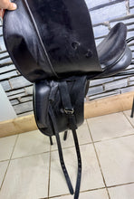 Load image into Gallery viewer, 17 1/2” Wide Ideal Suzannah Dressage Saddle - Black - Suede Seat &amp; Knees