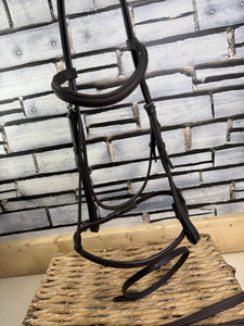 S/H English Flash Snaffle Bridle & Flexi Reins - Brown - Full