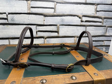 Load image into Gallery viewer, English In-hand Show Bridle - Full - Brown/Brass - 5” Inhand Bit