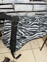 Load image into Gallery viewer, Tiny Fleece Shetland/Pony Pad Saddle -Complete with Girth &amp; Stirrups- Zebra