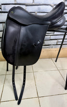 Load image into Gallery viewer, 17 1/2” Wide Ideal Suzannah Dressage Saddle - Black - Suede Seat &amp; Knees