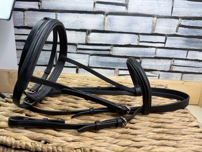 S/H English Flash Snaffle Bridle - Cob - Black