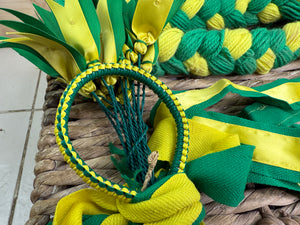S/H Heavy Horse/Shire Ribbons, Flights & Decoration-Green/Yellow