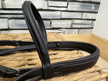 Load image into Gallery viewer, S/H Padded Headpiece Cavesson Snaffle Bridle -Full- Brown